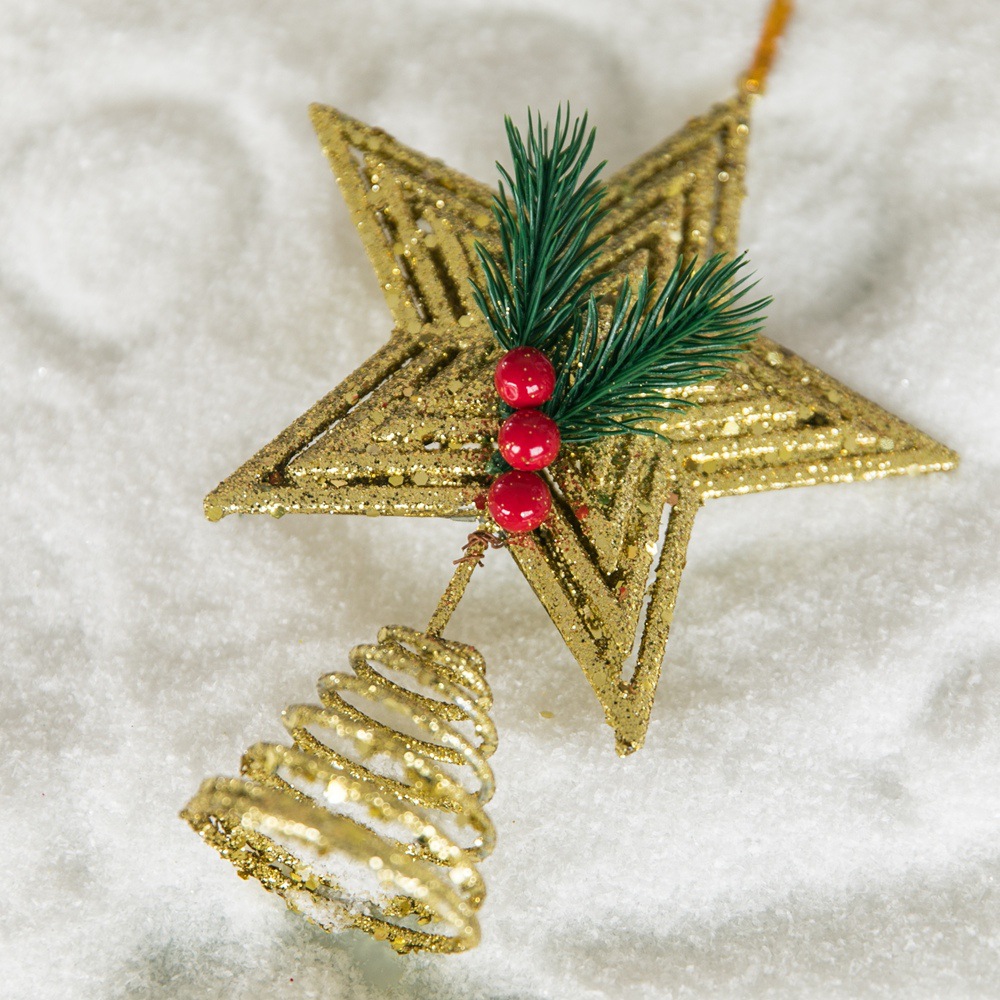 跨境新款圣诞树配饰树顶星五角星星商用布置圣诞节装饰品家用细节图
