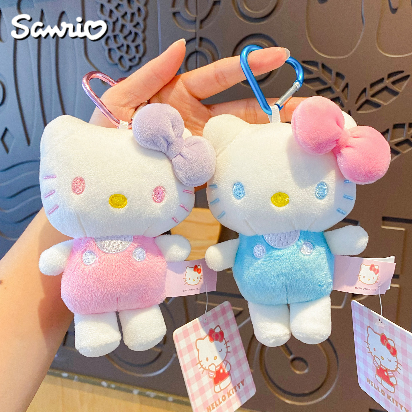 4-inch classic standing Hello Kitty plush toy keychain, cute best friend bag pendant