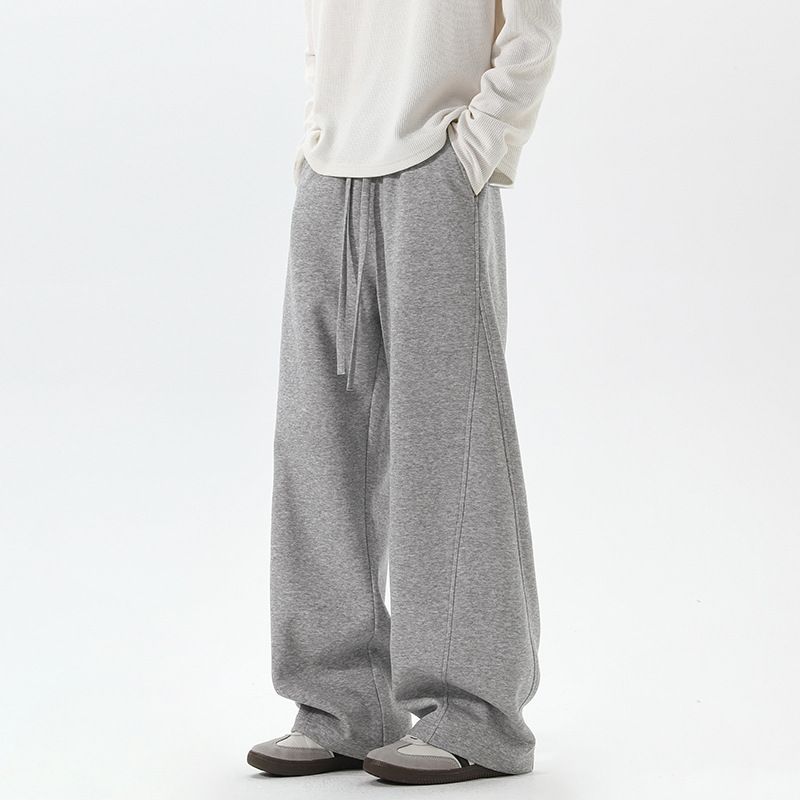 American high street curved knife casual pants, men's autumn trend loose and thick sports sweatpants, heavyweight drape straight-leg pants