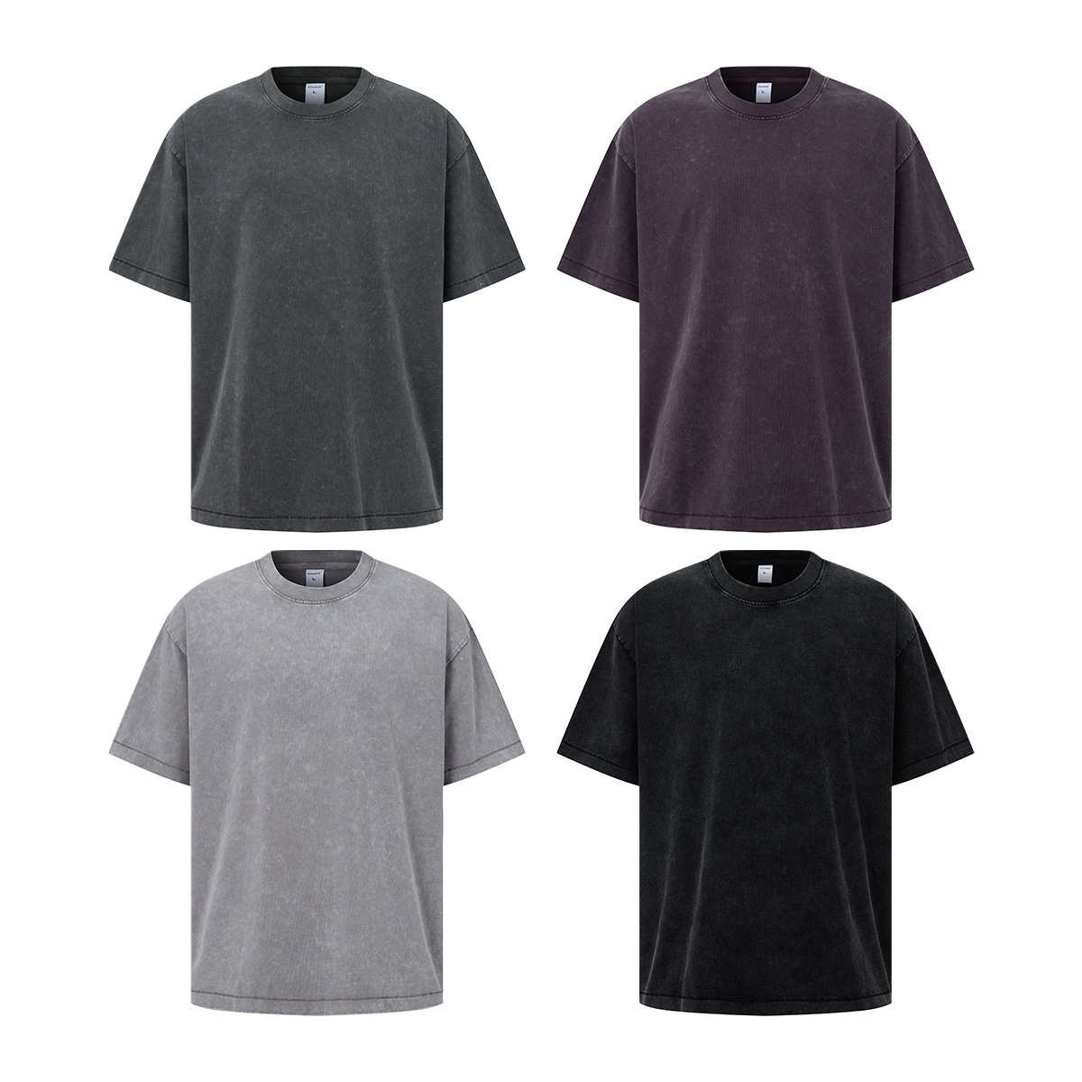 A heavyweight American retro T-shirt for men, summer washed and aged vintage half-sleeved trendy brand, pure cotton short-sleeved for teenagers Item Picture