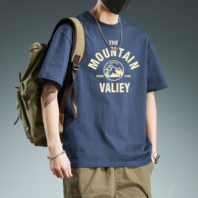 Short-sleeved loose pure cotton T-shirt with a slimming design and a combination of niche, high-end and funny navy blue men's T-shirt with a round neck Application Scenario