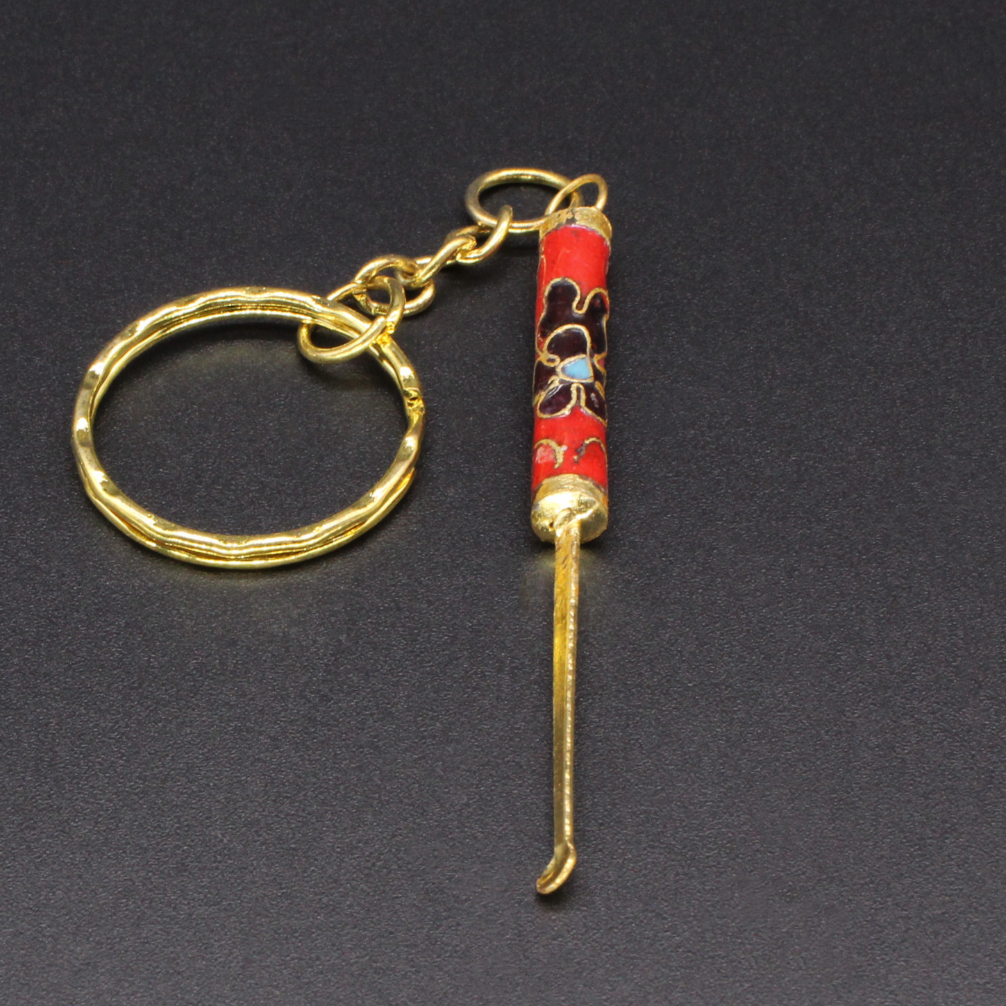 Beijing Cloisonne vintage collection, cloisonne filigree silver blue keychain, pendant ear scoop details Picture