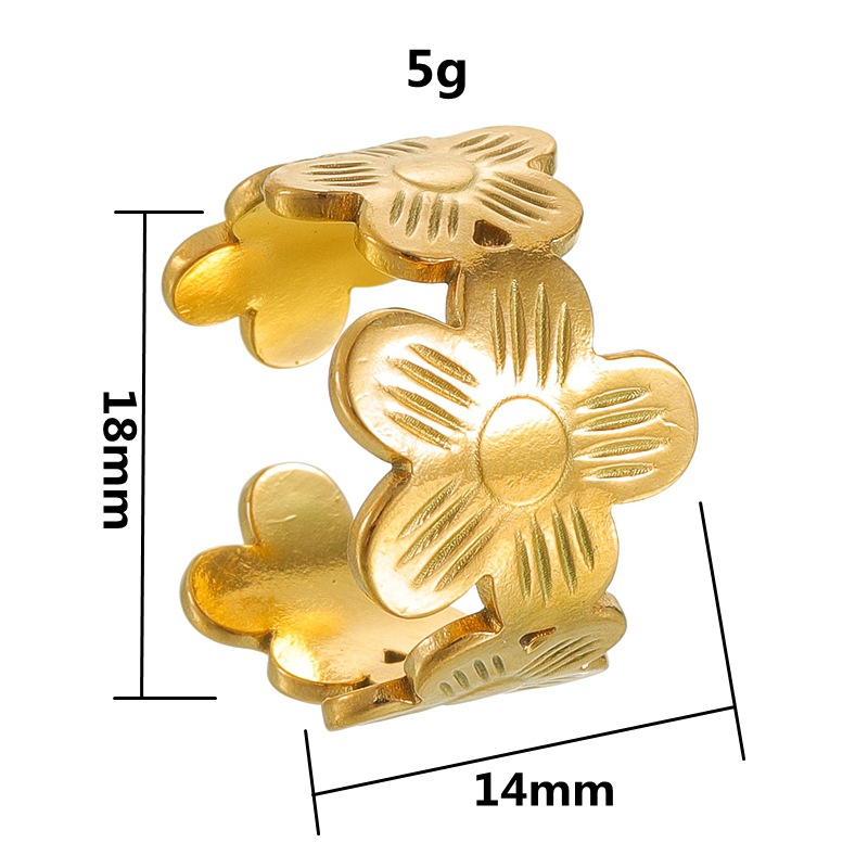 Wholesale of stainless steel rings for cross-border trade in Europe and America, women's flower opening rings, niche, elegant and simple titanium steel rings Item Picture