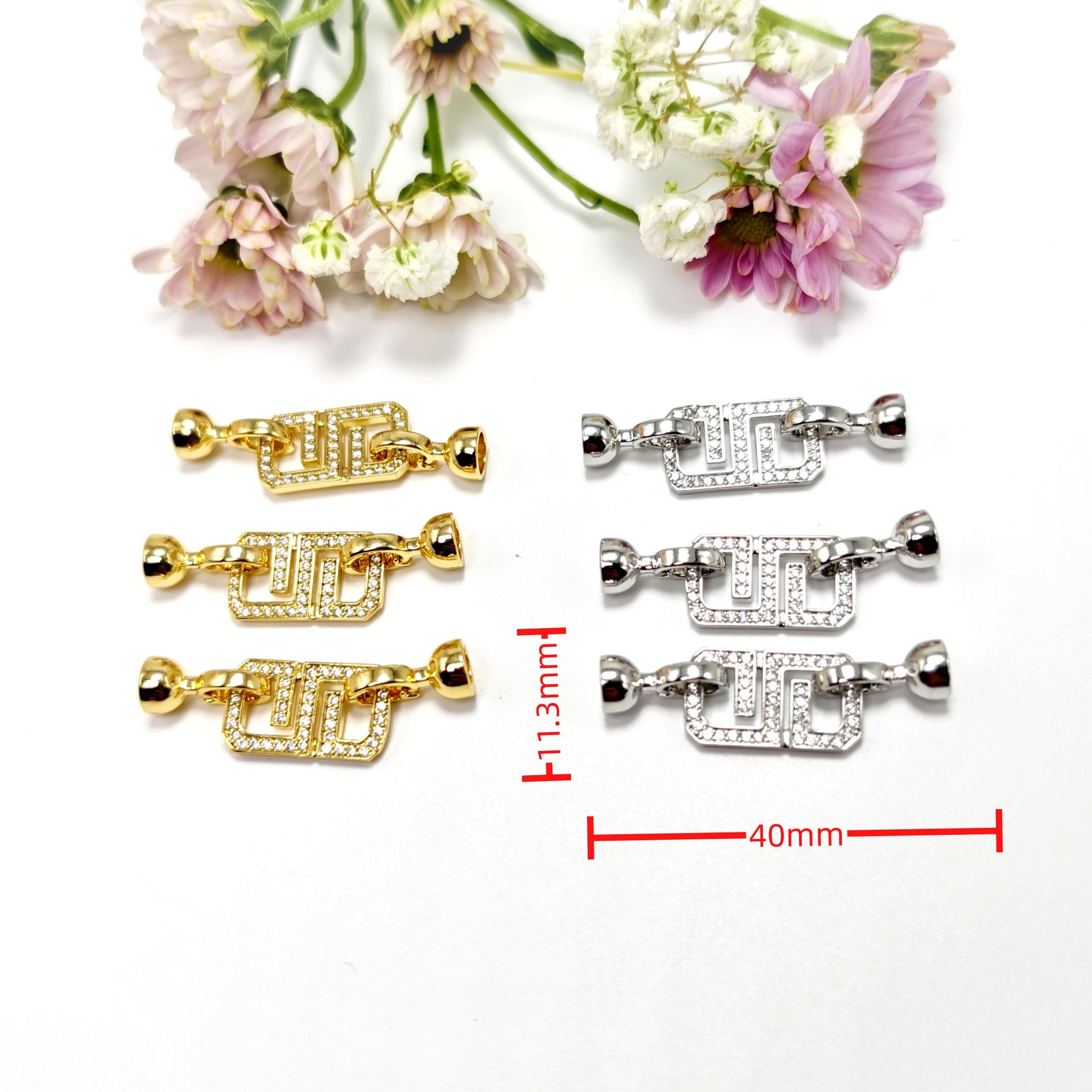 Pearl necklace buckle, double circle geometric buckle, hand-finished connecting buckle, mother-and-child buckle, sweater chain buckle, diy jewelry accessories details Picture