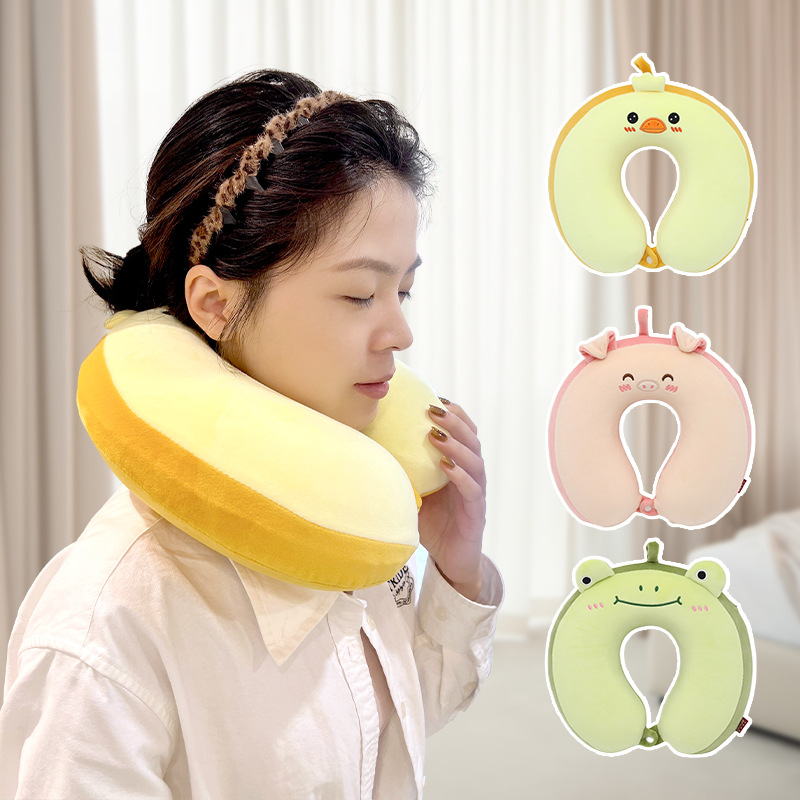 卡通记忆棉U型枕 康乐屋可爱动物护颈枕 慢回弹旅行办公颈枕批发