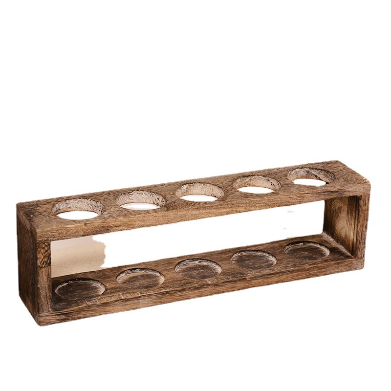 木制复古烧色置物架木质酒瓶红酒桐木木架桌面收纳摆件实木工艺品白底实物图