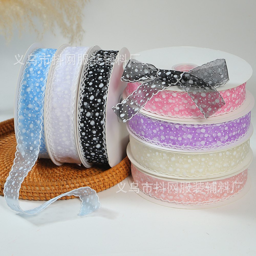 4cm Snowflake Fluttering Handmade diy Bow Ribbon Hair accessory Headwear accessory Ribbon gift box packaging strap wholesale