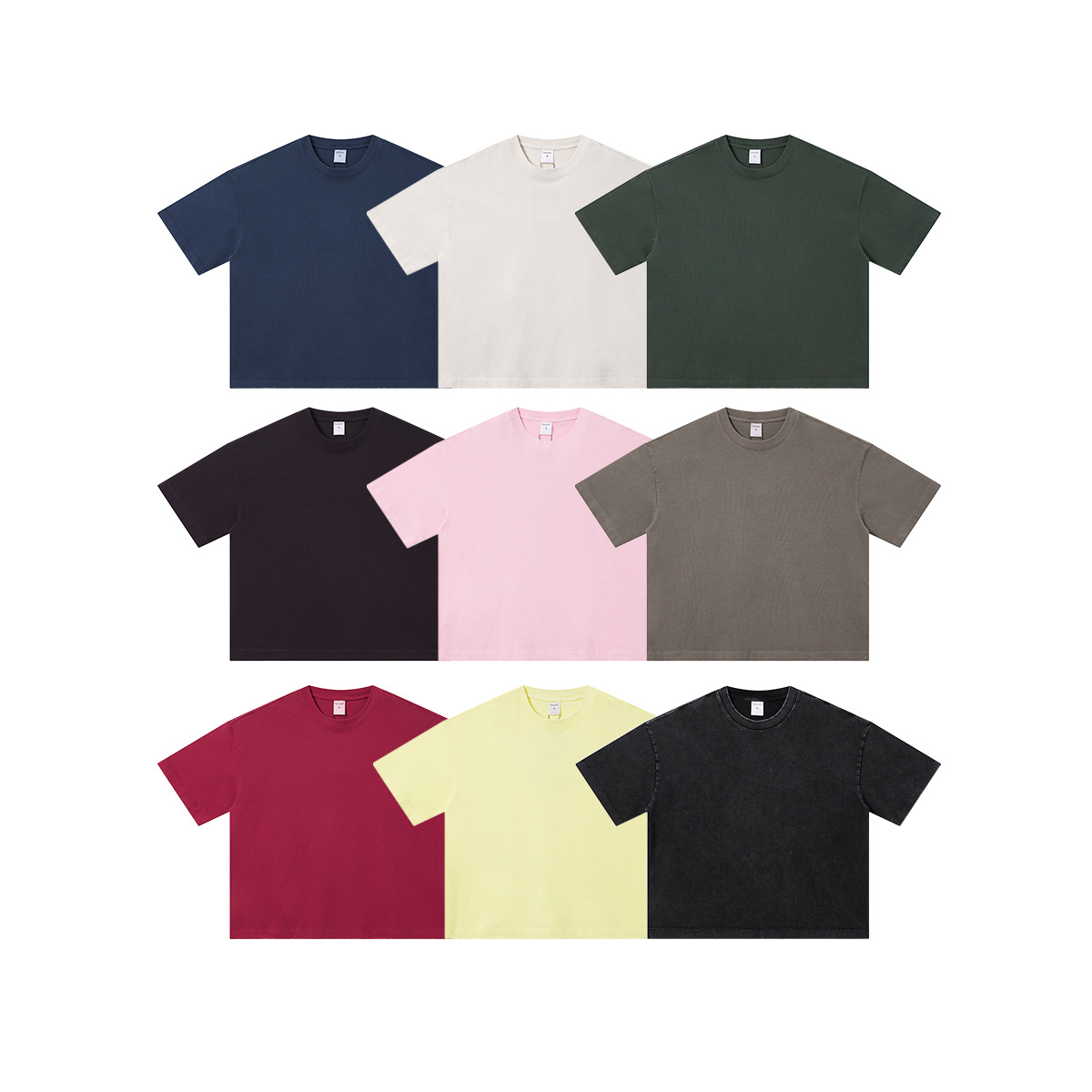 New pure cotton American-style solid-color youth T-shirt for men, 280g washed and aged trendy short-sleeved top custom-made Item Picture