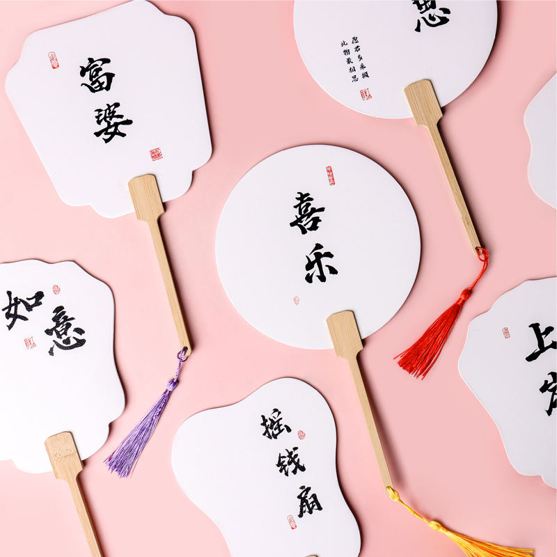 Intangible cultural heritage lacquer fan, blank fan, ancient style diy, inscribed lacquer fan material package, thickened Xuan paper round fan, float lacquer fan customization details Picture