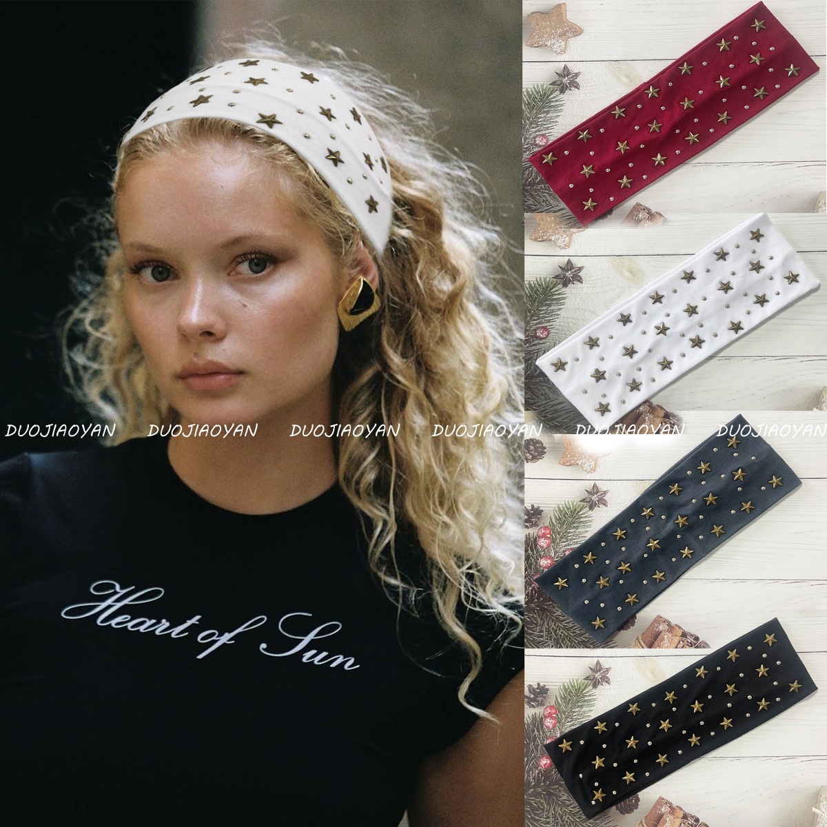 This trendy star rivet accessory hair band features a niche design with an ins feel. It's a fashionable and versatile Japanese and Korean headband details Picture