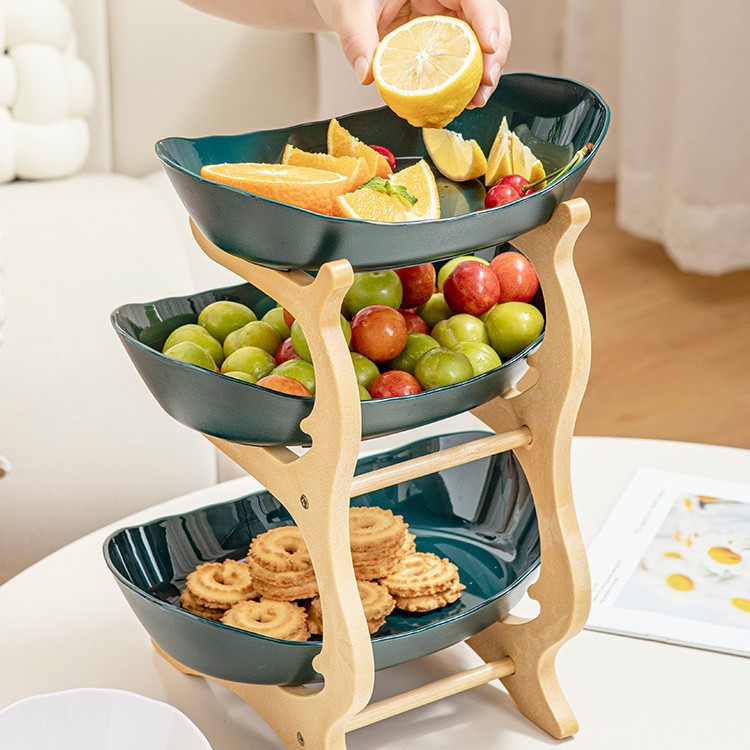 Simple multi-layered home living room fruit plate, candy and fruit plate, three-layer, double-layer plastic rack fruit plate details Picture