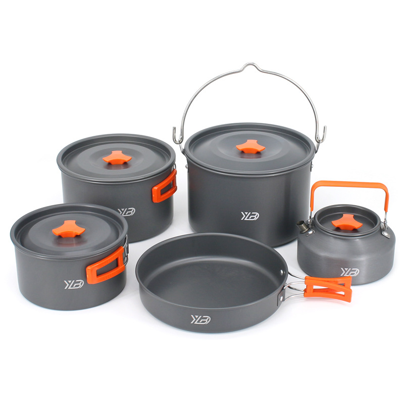 Outdoor camping equipment, picnic kettle, pot, cookware, portable aluminum alloy tableware, hiking and camping supplies Item Picture