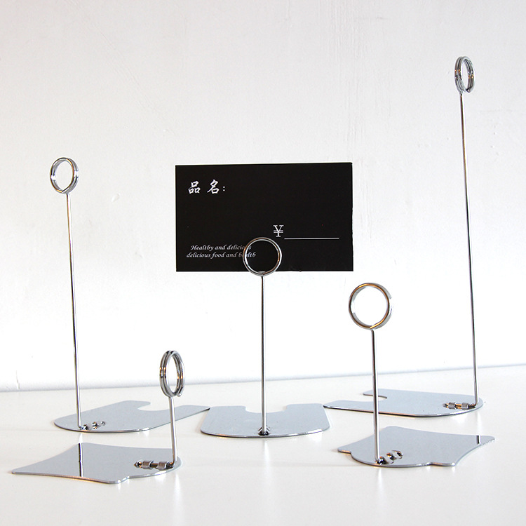 Stainless steel label clamps, hardware clamps, metal advertising clamps, bread product price tag clamps, POP price tag clamps, wholesale baking exhibition stand price base, fruit store product indication stand, dessert counter display fixed accessories details Picture