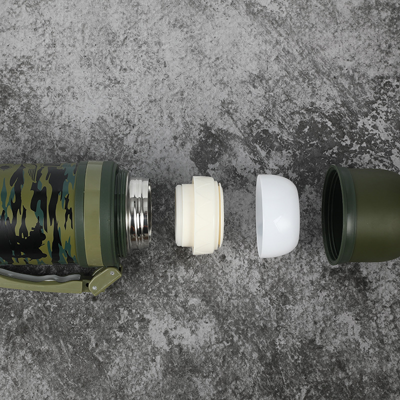 Wholesale camouflage military large-capacity outdoor portable wholesale insulated wide-mouth kettle direct supply from the manufacturer Specification image