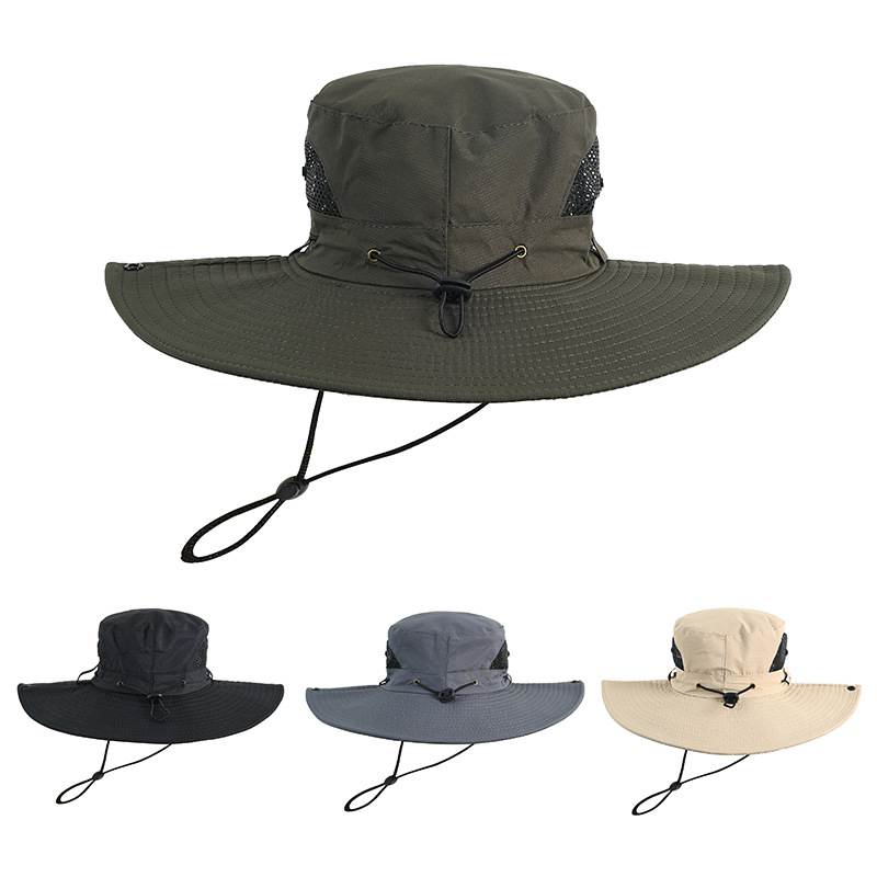 Wholesale of outdoor oversized brim breathable mountaineering hats, summer sun protection and shade hats, fishing and casual large-necked fisherman hats