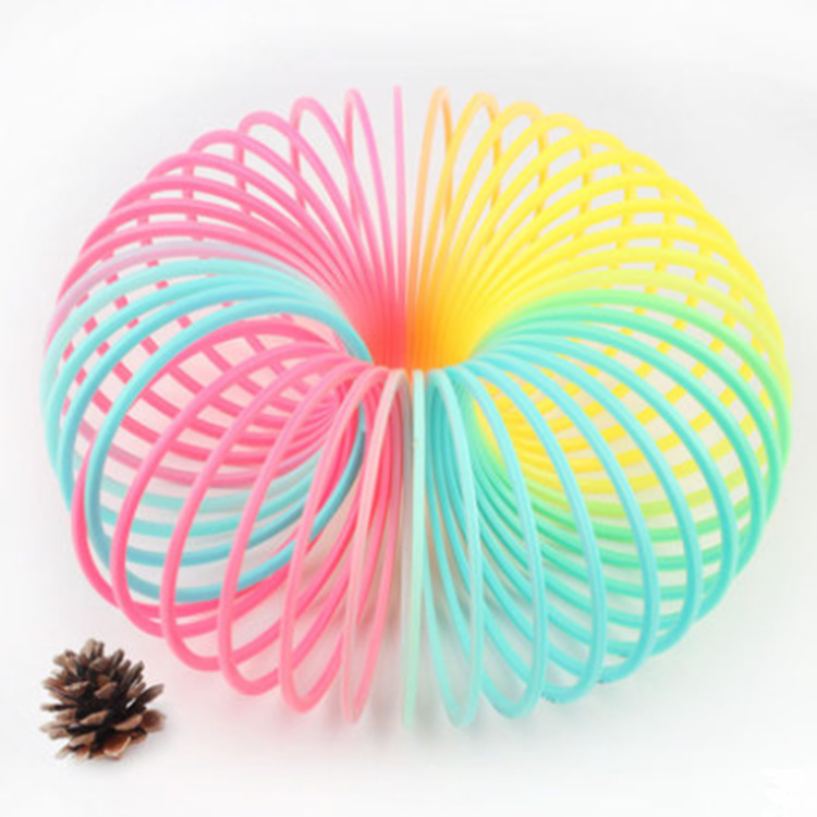 Wholesale of large magic rainbow rings, plastic spring rings, elastic rings, children's stacking toys, early education and intelligence development Item Picture