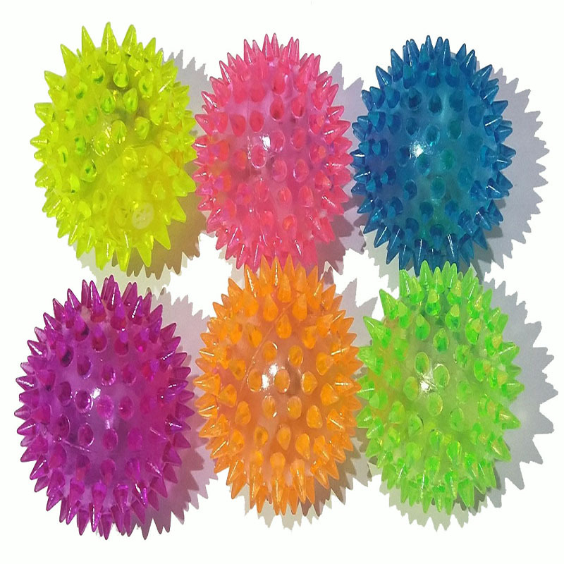 7.5cm发光刺球带叫弹力按摩球宠物磨牙洁齿狗狗玩具批发外贸专供白底实物图