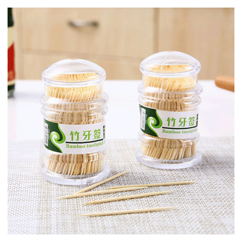 Home hotel toothpick box, toothpick tube, eco-friendly bamboo toothpick bottle, creative pagoda, transparent tube, double-headed bamboo toothpicks Item Picture