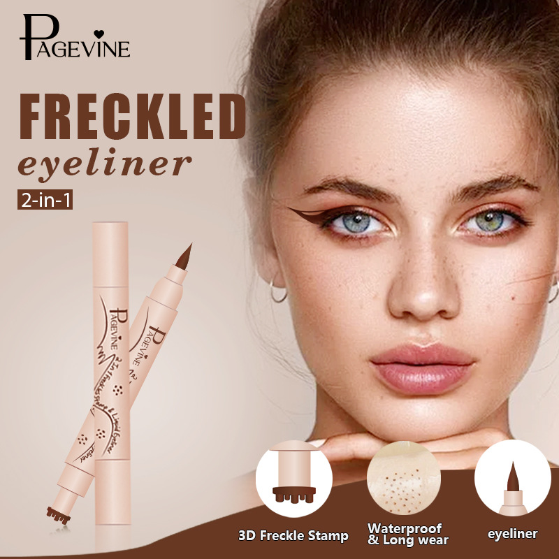 跨境专供双头仿真印章雀斑笔自然显色速干防水易上色点斑笔眼线笔