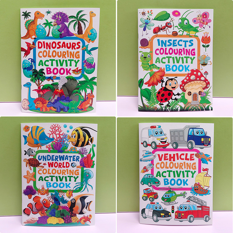 跨境A4线稿图画本绘画本儿童画画本涂鸦美术手绘涂色填色学生6-10