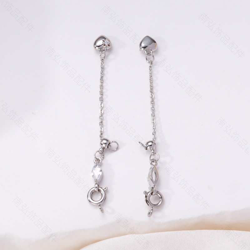 Pearl necklace, extended chain, heart-shaped tail chain, adjustable zipper bracelet, diy handcrafted accessory, tail chain Application Scenario