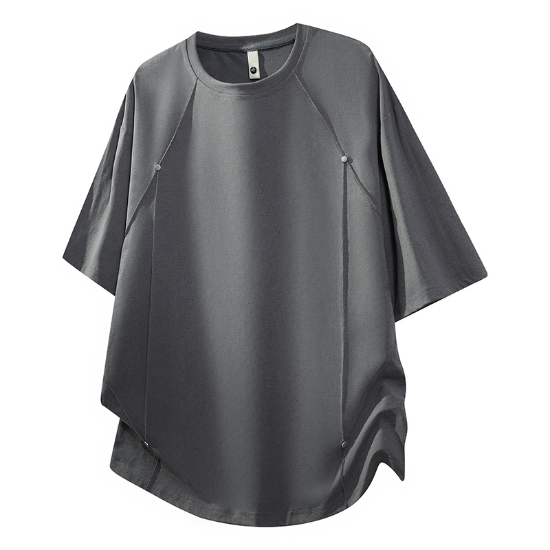 Summer's new short-sleeved casual rivet decorated versatile men's top, large-sized loose trendy short-sleeved men's T-shirt Specification image