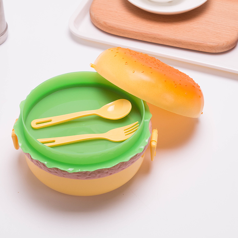 Creative and cute hamburger, student lunch box, microwave bento box, multi-layer children's lunch box, fruit preservation box gift Specification image