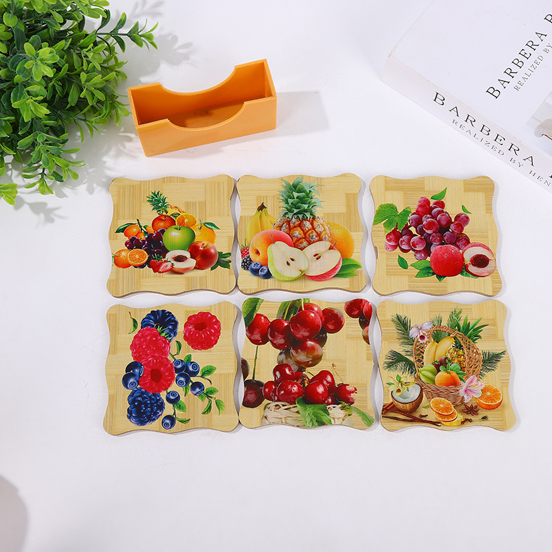 Factory direct supply of household table MATS, creative hotel coasters, placemats, thickened wooden printed bowl MATS Application Scenario
