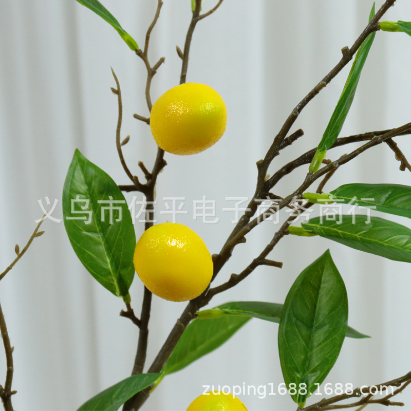 Artificial yellow lemon fruit branches, artificial lemon photo props and ornaments, artificial fruits, home decoration, artificial tree accessories Item Picture