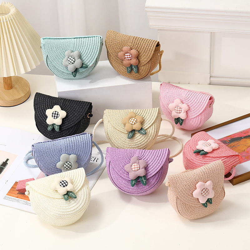 Summer straw woven bag for women 2025 New style beach and seaside straw bag, single-shoulder crossbody, children's coin purse, vacation style Application Scenario