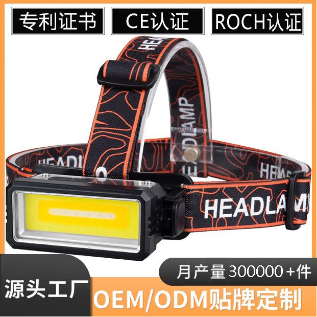 Rechargeable outdoor smart screen display running and fishing headlamp LED strong light head light lightweight