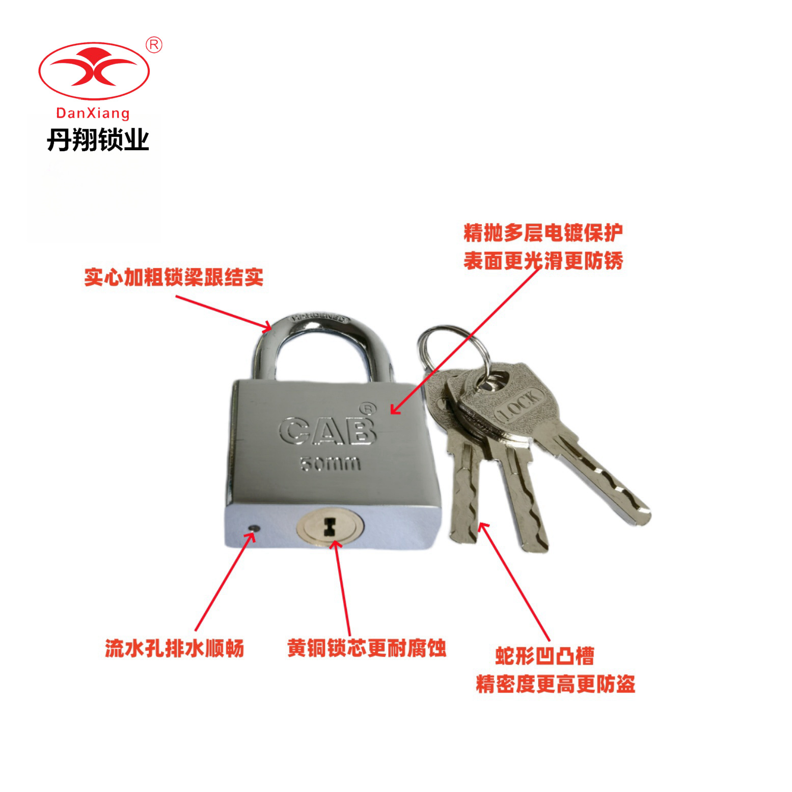 C-grade all-copper core blade padlock, S-slot serpentine slot key, Audi padlock, anti-theft, anti-picking and explosion-proof lock head lock details Picture