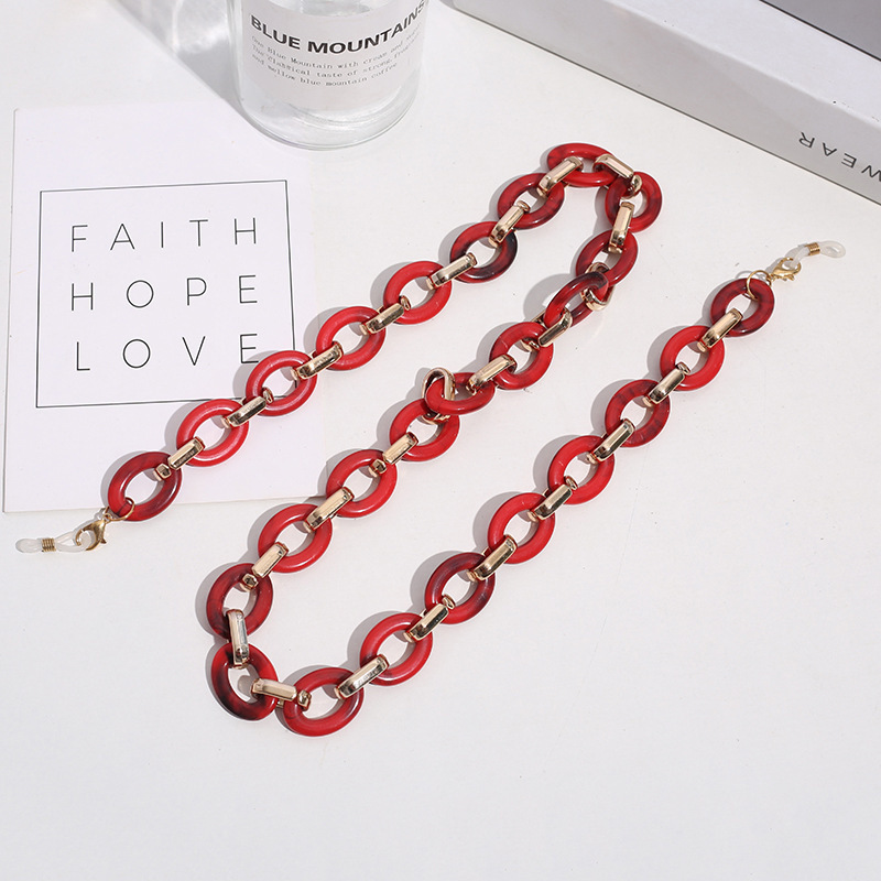 Fashionable acrylic necklace with two-color effect, UV gold electroplated neck chain, multiple colors to choose from, hot-selling spliced necklace, mask chain Specification image