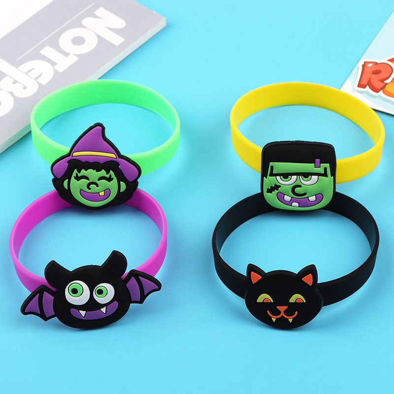 跨境爆款万圣节硅胶环南瓜蝙蝠幽灵儿童手腕带派对玩具现货批发