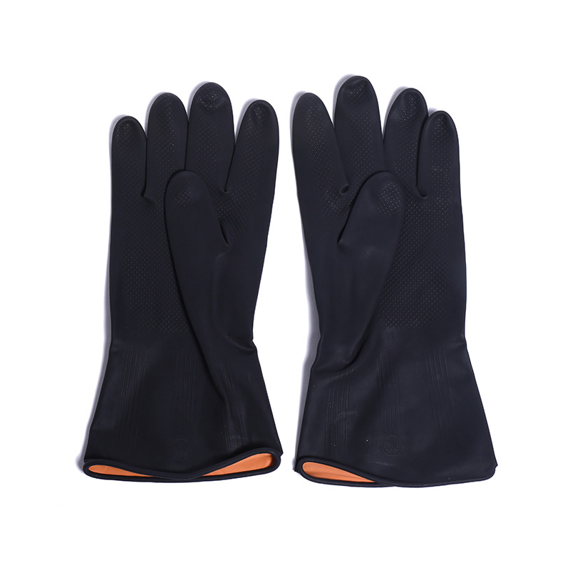50g industrial gloves, black on the outside and orange on the inside, for home installation. Large sales volume with favorable prices Item Picture