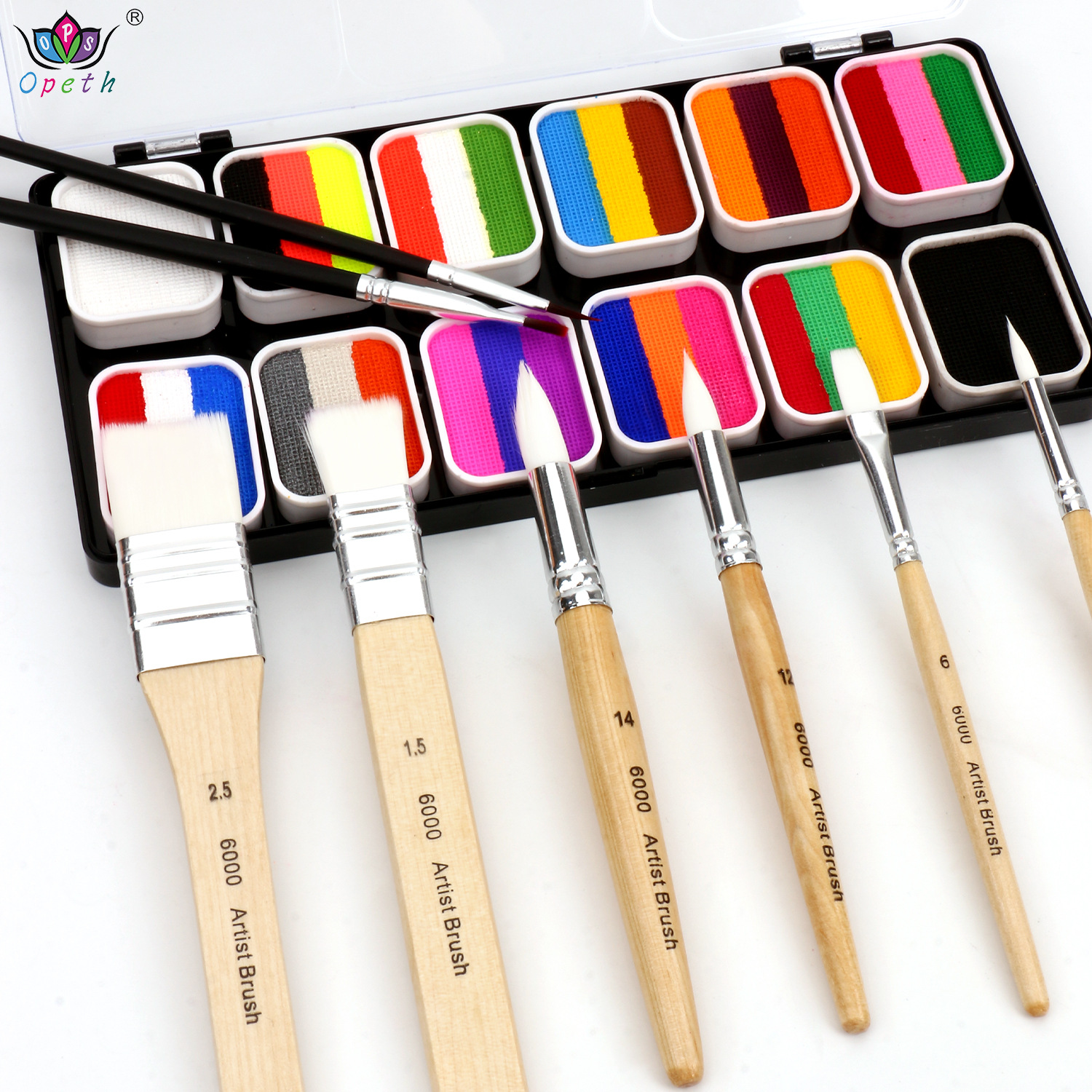 Cross-border water-soluble face color set: 12 multi-color body painting paints, children's face painting, opera face color Specification image