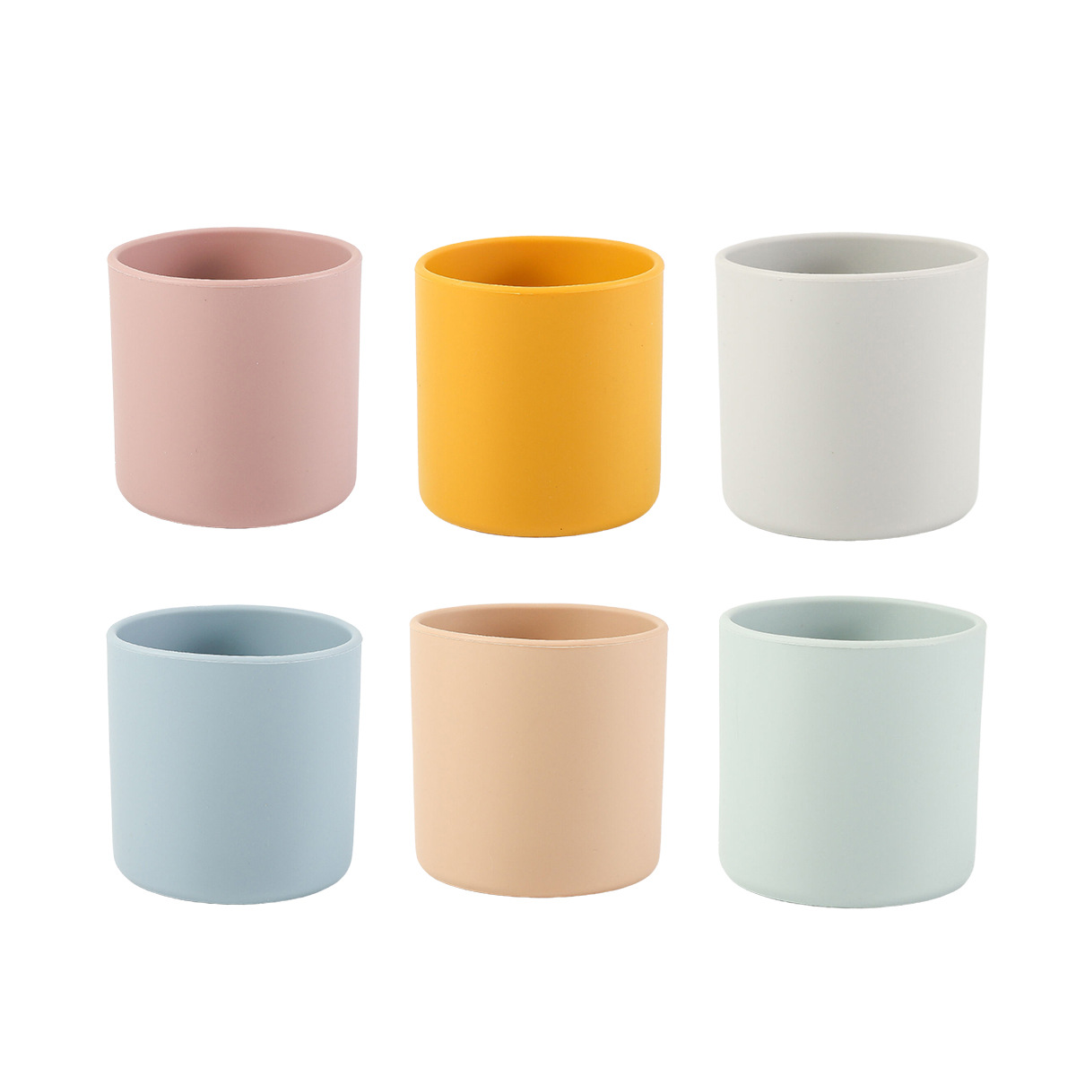 婴幼儿学饮杯现货 跨境防烫加厚食品级硅胶婴儿训练喝水直筒水杯