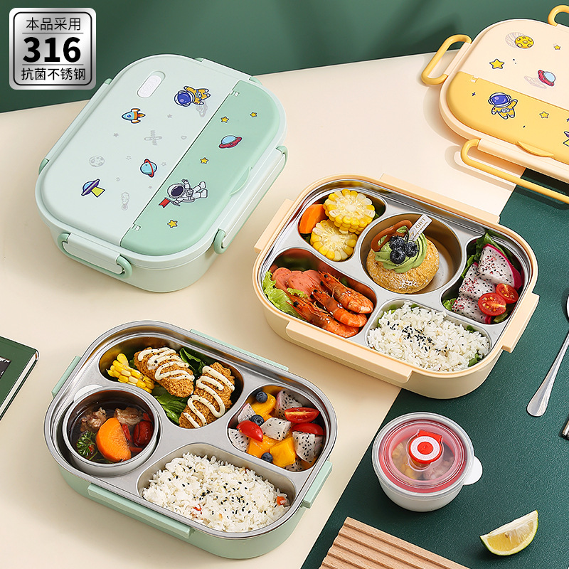 316 stainless steel insulated lunch box, food-grade for primary school students, children's compartments, designed for boys and girls