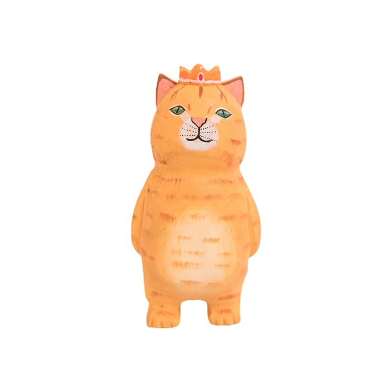 木制工艺品手工雕刻小猫摆件创意造型生日礼物 diy摆件一件代发                             白底实物图