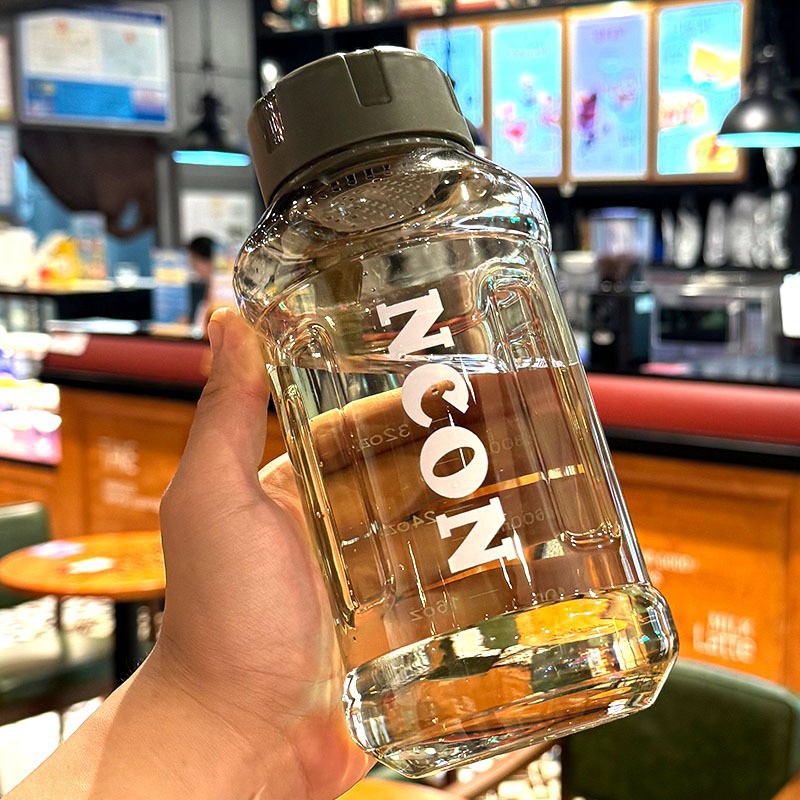 Simple large-capacity plastic cup, high-temperature resistant, shockproof, high-appearance-level water cup, portable car-mounted portable cup, sports water bottle details Picture