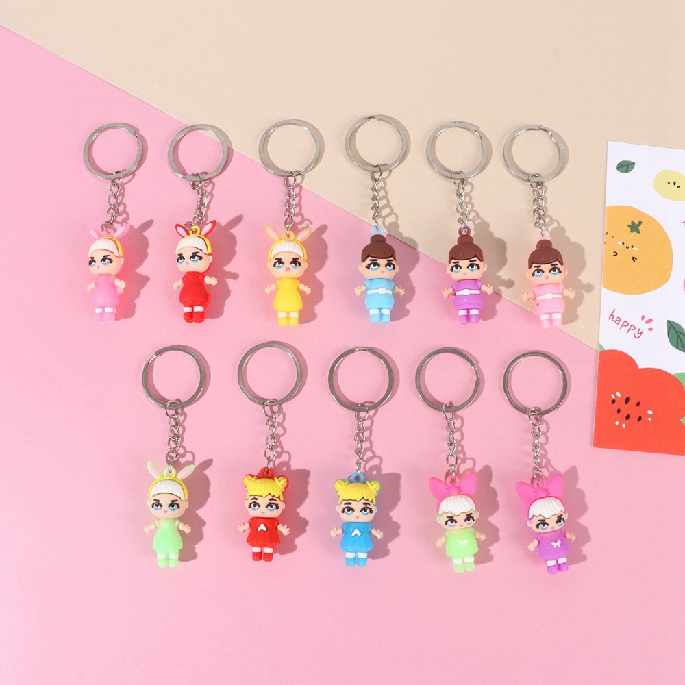 新款可爱惊喜娃娃卡通双面配件钥匙扣挂件网红波波球配件现货批发