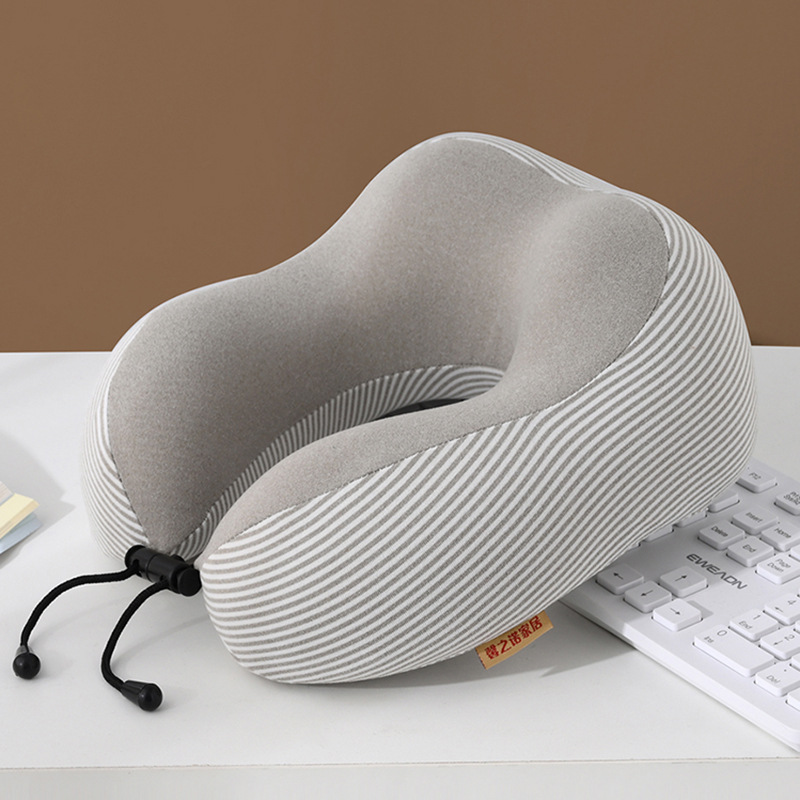 记忆棉慢回弹亚马逊旅行驼峰飞机枕航空颈椎u型枕简约条纹颈枕