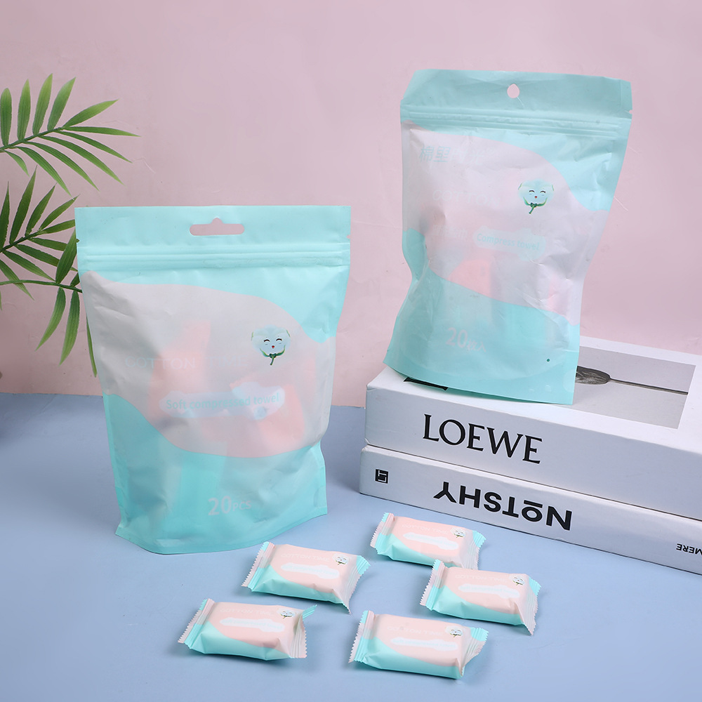 Mianli Shiguang one-time compressed pure cotton large-sized towels for travel, business trips, cleaning and washing, 20 pieces each, portable Specification image