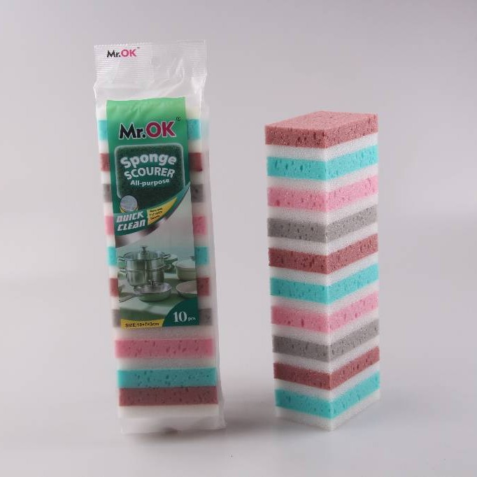 Mr.OK factory direct supply sponge scouring pads, double-sided cleaning sponges, kitchen cleaning sponges, dishwashing sponges, pot scrubbing sponges full image