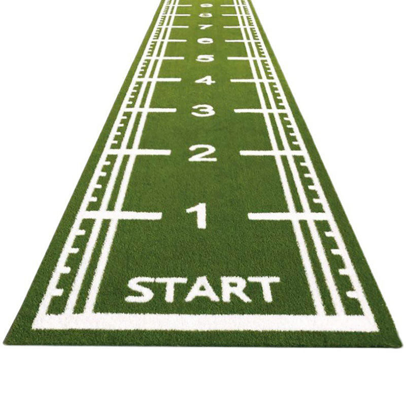 Customized patterned lawn for foreign trade, gym scale, white line running track, curved silk turf carpet, functional fitness mat Item Picture