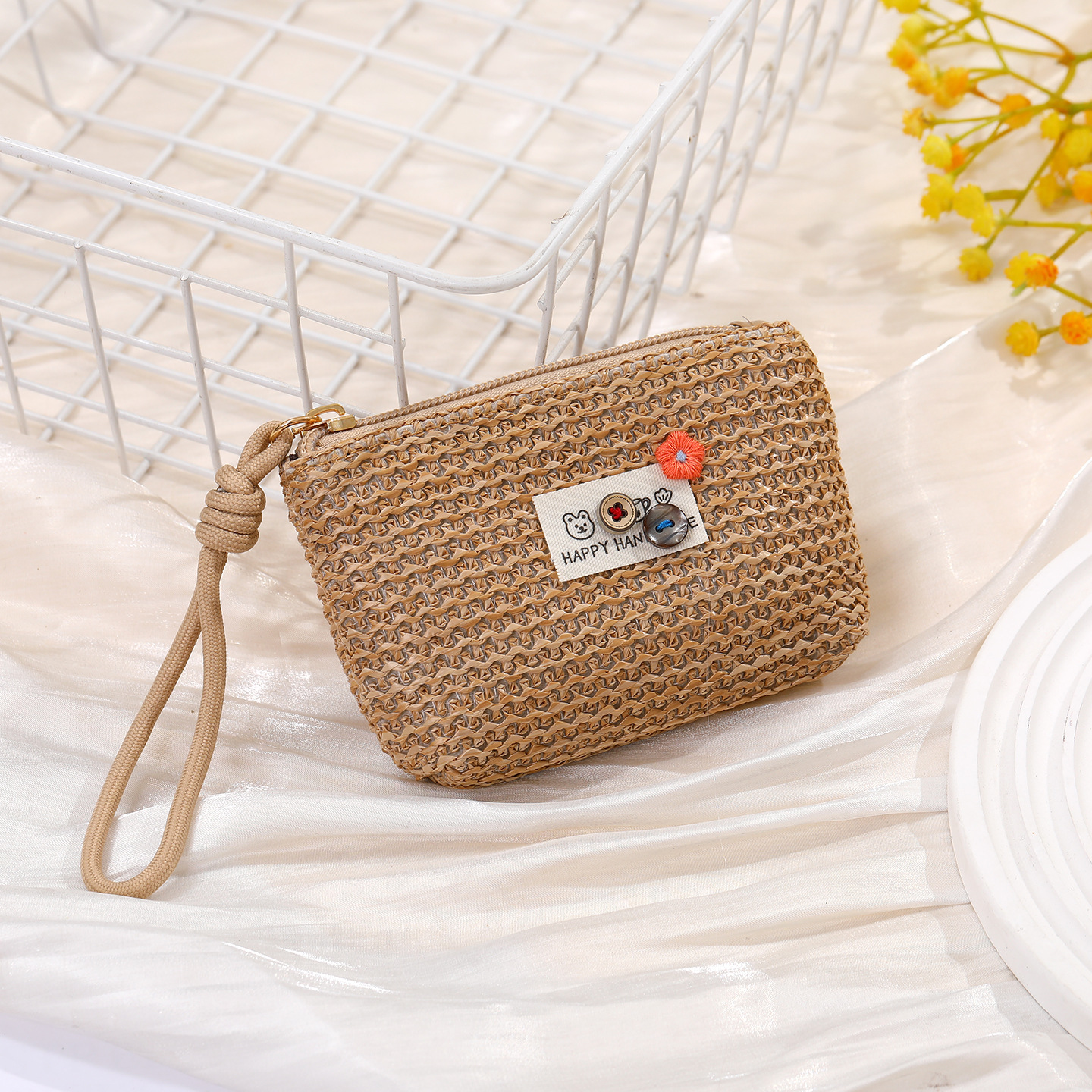 Cute coin zero monedero mujer colgante mini pequeño bolso 2026 nuevo estilo alto nivel de apariencia monedero para niñas tejido bolsa de hierba Specification image