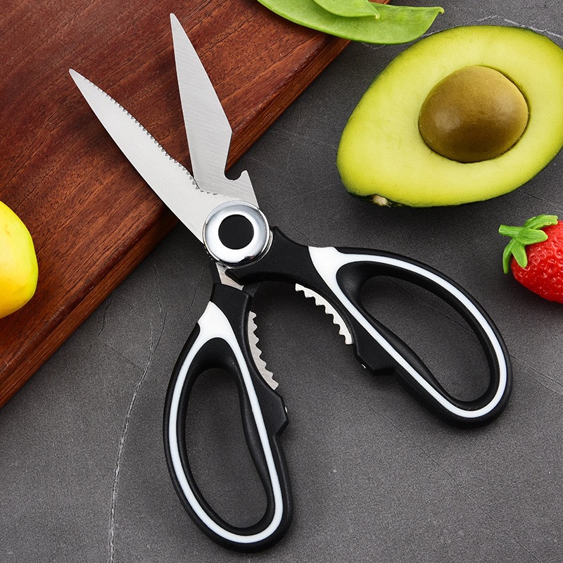 多功能鸡骨剪刀开瓶器核桃夹配刀套剪刀海鲜剪熊猫剪厨房专用剪刀细节图