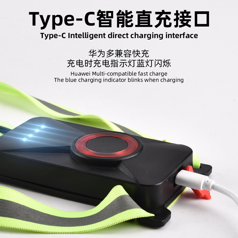Cross-border new night running safety light led chest light, outdoor waterproof usb warning safety vest, cycling and running light Application Scenario