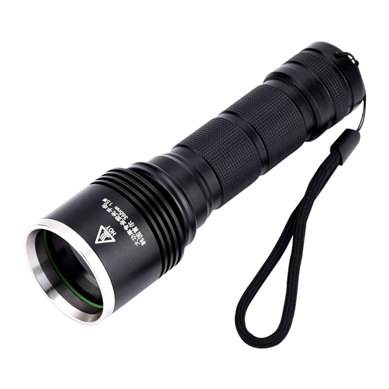 15W black mirror uv ultraviolet flashlight, ultraviolet lamp, 365nm flashlight, jade, amber, fluorescent agent, super bright Item Picture