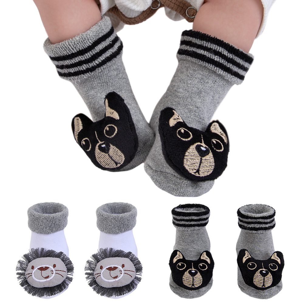 童袜新款宝宝学步袜子男宝毛巾圈地板袜可爱立体卡通精梳棉公仔袜